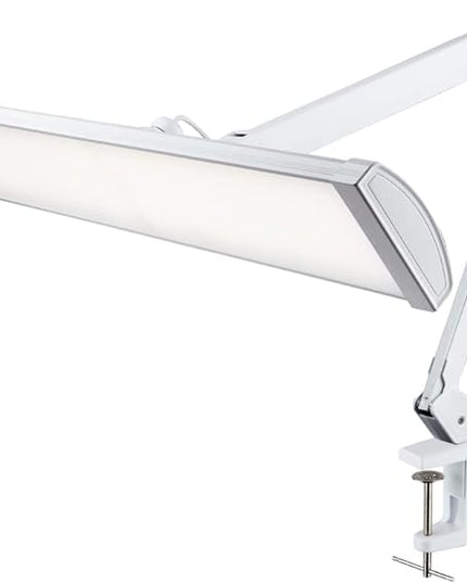 Neatfi Ultra 3,500 Lumen LED Desk Lamp, Color Correlated Temperature, 3 Light Modes, Dimmable, 45W, 26 Inch Wide Metal Shade, 540 SMD LEDs (CCT with Clamp, White) - LeafyLoom
