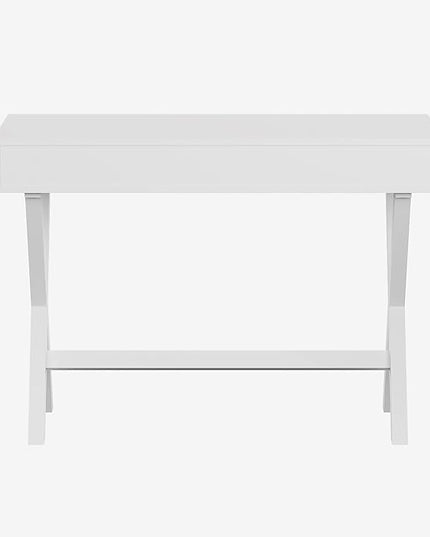 Flash Furniture Dolly Computer Desk - White Writing Desk with Open Storage Compartments - 42" Long Home Office Desk Table for Bedroom - LeafyLoom