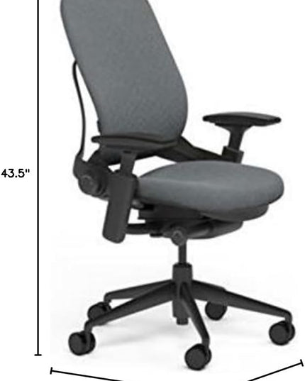 Steelcase Leap Office Chair, Black Frame and Buzz2 Grey Fabric - LeafyLoom