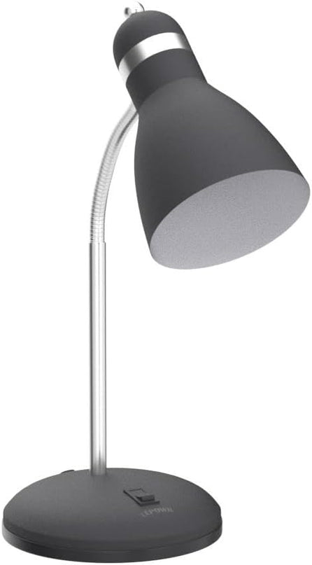 LEPOWER Metal Desk Lamp, Eye-Caring Table Lamp, Study Lamps with Flexible Goose Neck for Bedroom, Home Office (Matte Black) - LeafyLoom