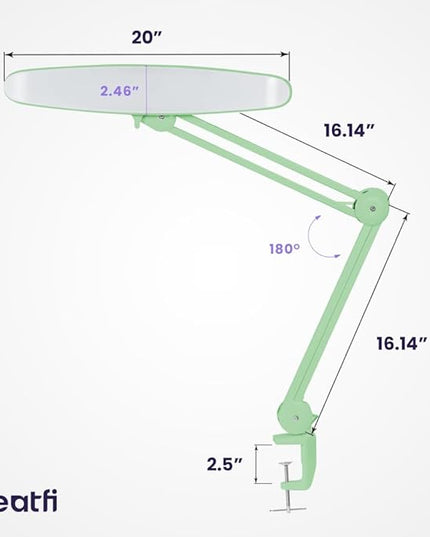 Neatfi XL 2,200 Lumens LED Task Lamp, 24W Super Bright Desk Lamp, 117 Pcs SMD LED, 4 Level Brightness, Dimmable, Task LED Light for Home, Office, Workbench (Non-CCT, Midnight Green) - LeafyLoom