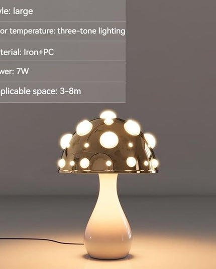 Juodke Omushroom Desk Lamp, LED 3 Colors Dimmable Mushroom Cloud Decor Lamp, Aesthetic Room Decor Ambient Glowshroom Lamp, for Bedroom, Living Room, Office (Bulb Included) (Gold) - LeafyLoom