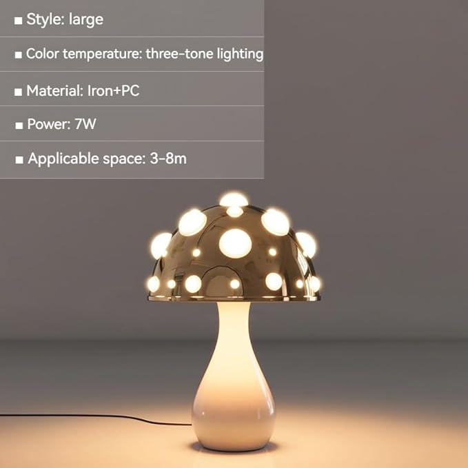 Juodke Omushroom Desk Lamp, LED 3 Colors Dimmable Mushroom Cloud Decor Lamp, Aesthetic Room Decor Ambient Glowshroom Lamp, for Bedroom, Living Room, Office (Bulb Included) (Gold) - LeafyLoom