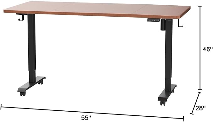 Monomi Electric Standing Desk, 55x28 Inches Adjustable Height Desk, Home Office Sit Stand Up Desk (Black Frame/Cherry Top) - LeafyLoom