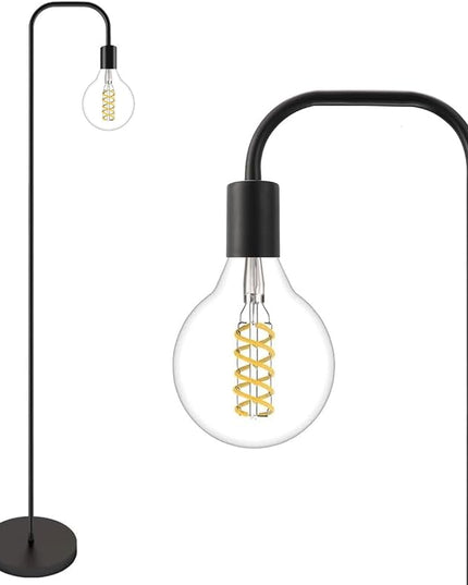 Oneach Black Floor Lamp 63.75" Industrial Floor Lamp, On/Off Footswitch,Modern Floor Lamp for Living Room Bedroom Reading Office Metal Minimalist Standing Lamp Tall Pole Lamps - LeafyLoom