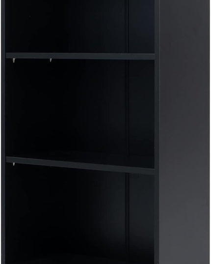 Sunon 3 Shelf Wood Bookcase Freestanding Display Shelf Adjustable Layers Bookshelf for Home Office Library Small Narrow Space (Black, 3-Layers) - LeafyLoom