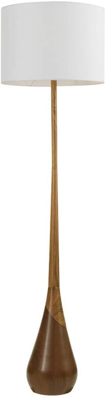 Globe Electric Novogratz x 67225 65" Floor Lamp, 2-Tone Wood Toned Base, White Fabric Shade, Socket Rotary Switch, Living Room Décor, Reading Light, Home Essentials, Bedroom, Office Accessories - LeafyLoom