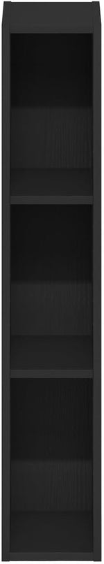 Furinno Fulda 3-Tier Space Saving Storage Shelf Bookcase, 6-Inch Width, Blackwood - LeafyLoom