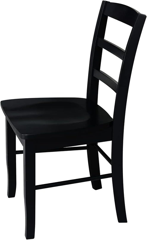 International Concepts Pair of Madrid LadderBack Chairs, Black - LeafyLoom