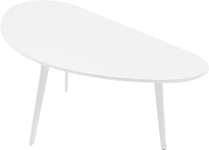 FIRMINANA Mid Century Modern Coffee Table,Large Oval White Coffee Table for Living Room,for Small Spaces,White-47.3" W x 23.63" D x 17.72" H - LeafyLoom