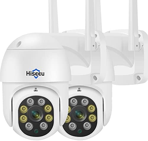 Hiseeu 3MP 360° Pan Tilt Camera WiFi Security Camera Outdoor Motion Tracking Floodlights Light Alarm,Color Night Vision,PC Mobile Remote View,Two-Way Audio Security Hiseeu
