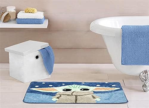 Jay Franco Star Wars The Mandalorian Blue Space Tufted Polyester Bath Rug, Kids Bath Features Baby Yoda Grogu (Official Star Wars Product) - LeafyLoom