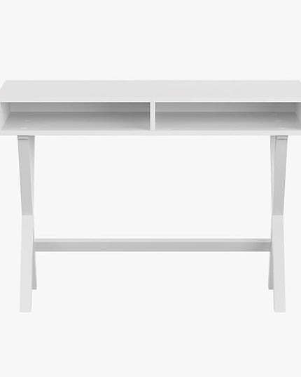 Flash Furniture Dolly Computer Desk - White Writing Desk with Open Storage Compartments - 42" Long Home Office Desk Table for Bedroom - LeafyLoom