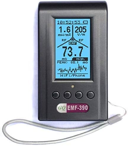 EMF Meter EMF Detector GQ EMF-390 Tri-Field Electromagnetic Radiation Detector 3-in-1 RF meter 5G Cell Tower Wifi 10G & Data Log 2.5G Spectrum Analyzer Radio Frequency Detector Ghost Hunting Equipment GQElectronicsLLC