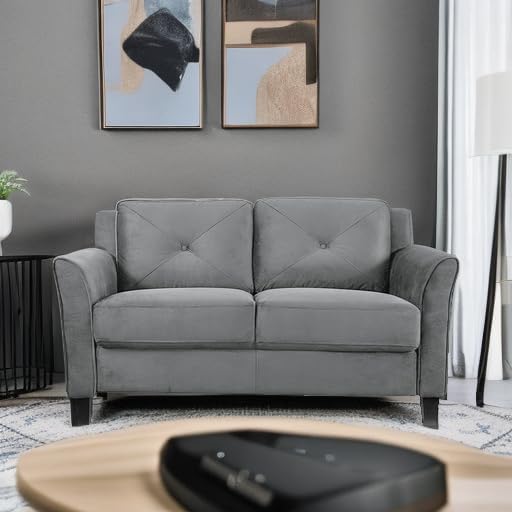 Lifestyle Solutions Harrington Loveseat, 57.9" W x 31.5" D x 32.7" H, Dark Grey - LeafyLoom