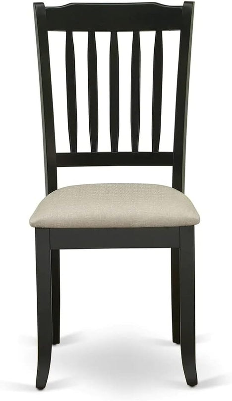 East West Furniture NODA3-BLK-C 3 Piece Dining Room Furniture Set Contains a Rectangle Wooden Table with Butterfly Leaf and 2 Linen Fabric Kitchen Dining Chairs, 32x54 Inch, Black - LeafyLoom