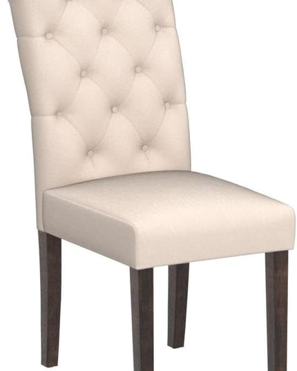 COLAMY Tufted Dining Room Chairs Set of 4, Parsons Diner Chairs Upholstered Fabric Side Kitchen Chairs with Solid Wood Legs and Padded Seat - Beige - LeafyLoom