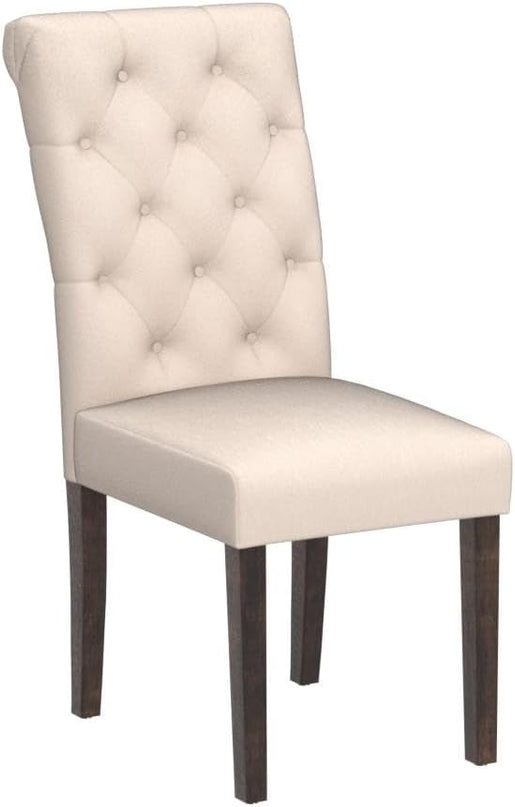 COLAMY Tufted Dining Room Chairs Set of 4, Parsons Diner Chairs Upholstered Fabric Side Kitchen Chairs with Solid Wood Legs and Padded Seat - Beige - LeafyLoom