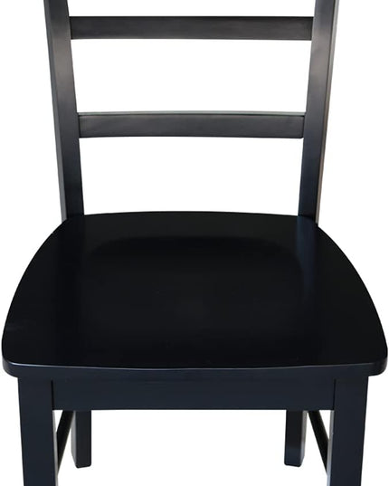 International Concepts Pair of Madrid LadderBack Chairs, Black - LeafyLoom