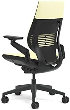 Steelcase Gesture Office Chair - Cogent: Connect Coconut Fabric, Low Seat Height, Wrapped Back, Dark on Dark Frame, Lumbar Support - LeafyLoom