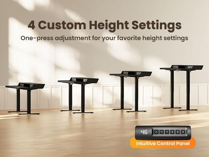 ErGear Electric Standing Desk with Drawers, 48″ x 24″ Gaming Desk with Monitor Stand, C-Clamp Mount Compatible, Home Office Height-Adjustable Desk with Storage Shelf, 4 Preset Heights, Black, EGESD36B - LeafyLoom