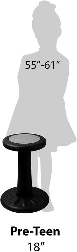 Studico ActiveChairs Kids Wobble Chair, Flexible Elementary Classroom Seating, Improves Focus, Posture and Helps ADHD/ADD, Sensory Chair, Active Fidget Chairs, Pre-Teen 17.75" Stool, Ages 7-12, Black - LeafyLoom