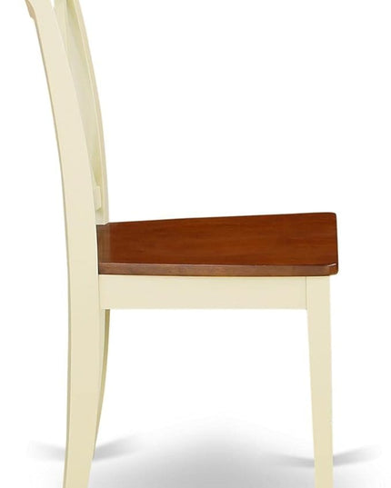 East West Furniture CLC-BMK-W Clarksville Dining Room Chairs - Double Cross Back Wood Seat Chairs, Set of 2, Buttermilk & Cherry - LeafyLoom