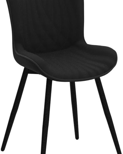 YOUTASTE Black Dining Chairs Set of 2 Upholstered Mid Century Modern Kitchen Dining Room Chairs Armless Faux Leather Accent Chairs Metal Vanity Lounge Chair with Back for Living Room Bedrooms - LeafyLoom