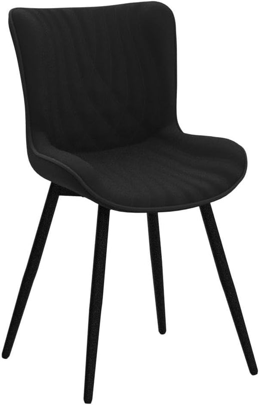 YOUTASTE Black Dining Chairs Set of 2 Upholstered Mid Century Modern Kitchen Dining Room Chairs Armless Faux Leather Accent Chairs Metal Vanity Lounge Chair with Back for Living Room Bedrooms - LeafyLoom