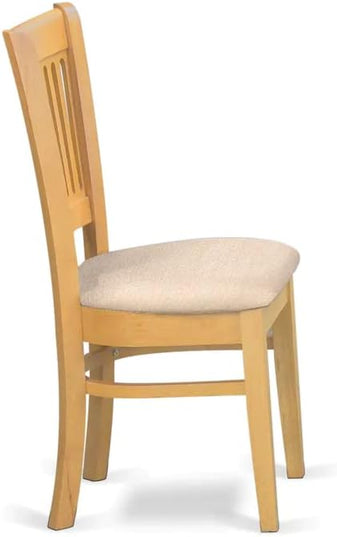 East West Furniture Vancouver Dining Linen Fabric Upholstered Wood Chairs, Set of 2, Oak - LeafyLoom