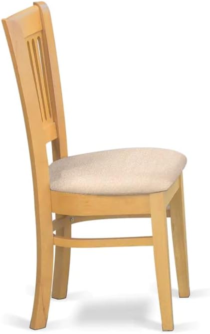East West Furniture Vancouver Dining Linen Fabric Upholstered Wood Chairs, Set of 2, Oak - LeafyLoom