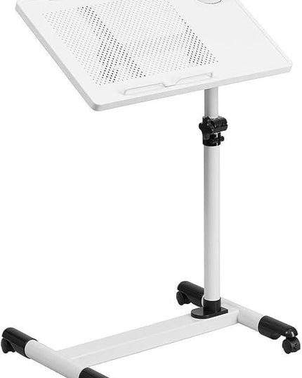 Flash Furniture Macon White Adjustable Height Steel Mobile Computer Desk - LeafyLoom