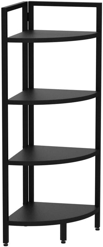 SAYGOER Corner Bookshelf 4 Tier Stand Corner Ladder Shelf Modern Storage Organizer Bookcase Industrial Display Rack Shelves for Small Space, Living Room,Home Kitchen,Office, Black - LeafyLoom