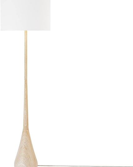 Globe Electric 52112 Kanana 65" Floor Lamp, Faux Wood, Cotton Shade - LeafyLoom
