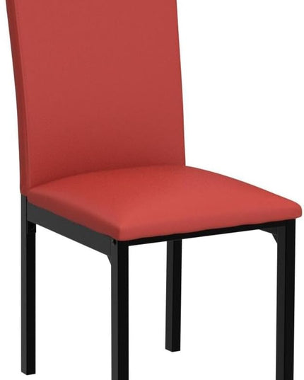 Roundhill Furniture Noyes Faux Leather Metal Frame Dining Chair, Red 17.5D x 21.5W x 36H in - LeafyLoom