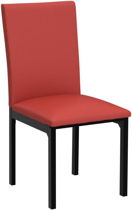 Roundhill Furniture Noyes Faux Leather Metal Frame Dining Chair, Red 17.5D x 21.5W x 36H in - LeafyLoom