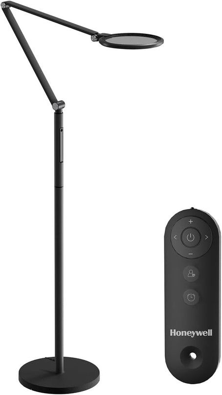 Honeywell LED Floor Lamp - F01BK Sunturalux™ Eye Caring Dimmable Standing Light with Remote,Bright Natural Daylight 5 Colors & 5 Brightness Adjustable Tall Lampara for Home Office Living Room Bedroom - LeafyLoom