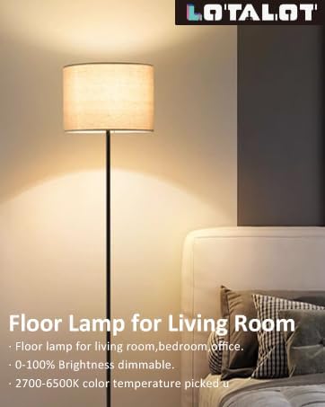 Led Floor Lamp for Living Room: Modern Standing Tall Floor Lamp for Bedroom - Smart APP Control - RGB Light 12 Colors with Decorative Lampshade - LeafyLoom