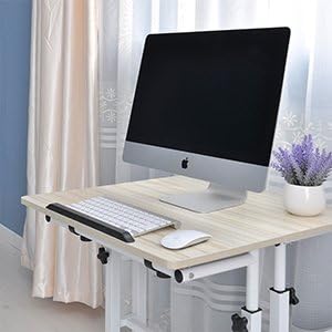 soges Mobile Standing DeskAdjustable Height, Roling Sit-Stand Desk, Small Standing Computer Desk Workstation on Wheels, Sit Stand Up Desk for Home Office, White Maple - LeafyLoom