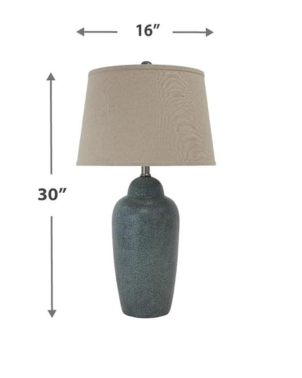 Signature Design by Ashley Saher Contemporary 30" Glazed Ceramic Table Lamp, Dark Green - LeafyLoom