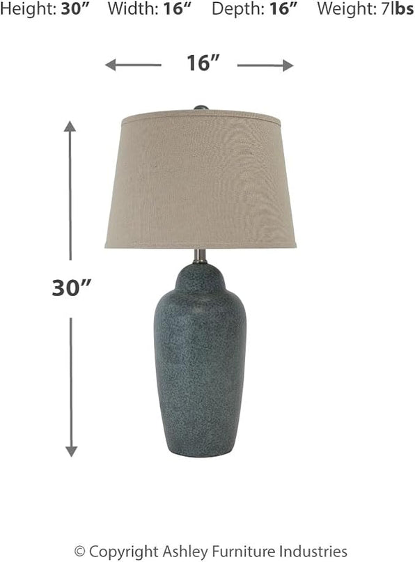 Signature Design by Ashley Saher Contemporary 30" Glazed Ceramic Table Lamp, Dark Green - LeafyLoom