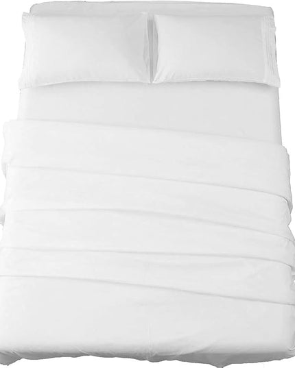 SONORO KATE Bed Sheet Set Super Soft Microfiber 1800 Thread Count Luxury Egyptian Sheets 16-Inch Deep Pocket Wrinkle -4 Piece(Queen White) - LeafyLoom