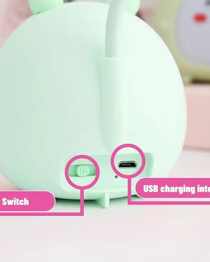 Portable LED Desk Lamp with Night Light Cute Bunny Foldable USB Charge Reading Light for Bedroom Kids Bedside Study (Green) - LeafyLoom