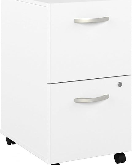 Bush Business Furniture Hybrid 2-Drawer Mobile File Cabinet, Letter/Legal, White, 20-inch (HYF116WHSU-Z) - LeafyLoom