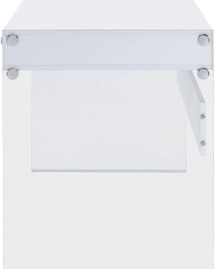 Coaster Home Furnishings Dobrev 2-Drawer Writing Desk Glossy White and Clear - LeafyLoom
