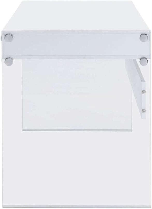 Coaster Home Furnishings Dobrev 2-Drawer Writing Desk Glossy White and Clear - LeafyLoom