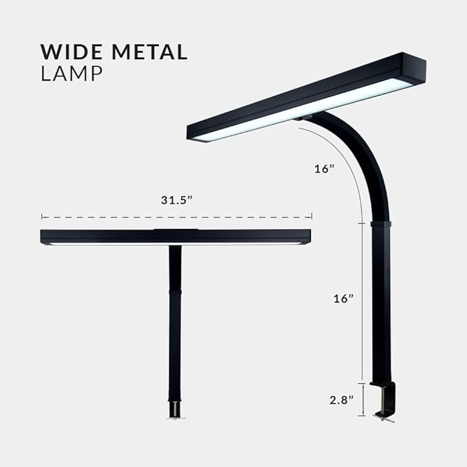 Neatfi (New Model) Flex Desk Lamp with Clamp, Dimmable, 3,000 Lumens 30W LED Monitor Light, 3000K-6500K Correlated Color Temperature, 5 Brightness Levels & 5 Light Modes (31.5 Inches, Black) - LeafyLoom