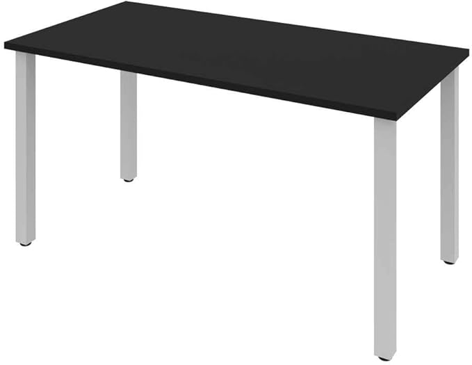 BESTAR Universel Table Desk with Square Metal Legs, 30 x 60, Black - LeafyLoom
