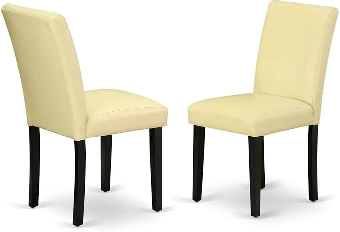 East West Furniture Eden 3 Piece Room Set Contains a Round Kitchen Table with Pedestal and 2 Eggnog Faux Leather Parson Dining Chairs, 30x30 Inch, ESAB3-BCH-73 - LeafyLoom
