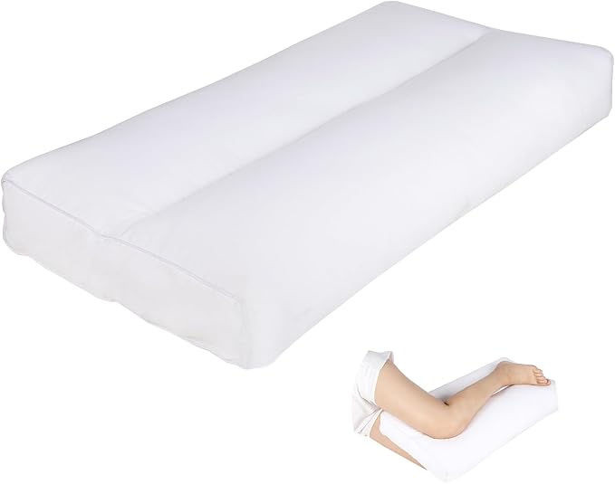 Knee Pillow for Side Sleepers - Between Leg & Under Knee Pillow for Back Sleepers - Leg Pillow with 850G 7D Alternative for Relieving Leg, Back, and Knee Pain - 100% Cotton Fabric - White - LeafyLoom